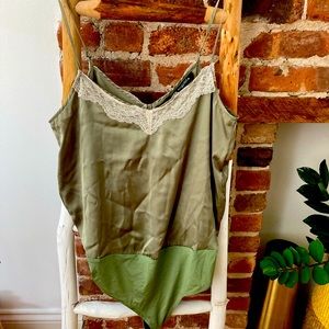 Green silk bodysuit